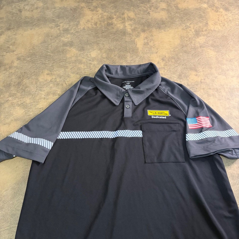 Design Collective Polo Shirt Mens Large Black JB Hunt Dedicated Reflective 4176